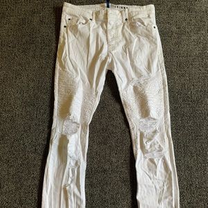 Men Skinny Fit Rigged White Jeans Waist 34